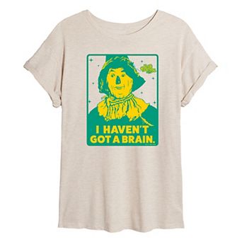 Juniors' Wizard Of Oz Scarecrow No Brain Oversized Tee