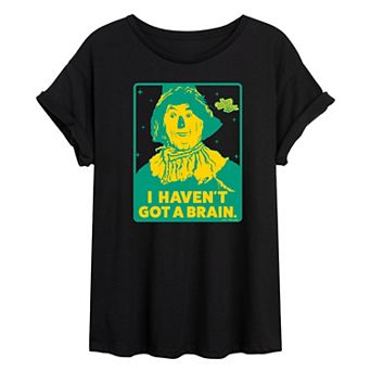 Juniors' Wizard Of Oz Scarecrow No Brain Oversized Tee