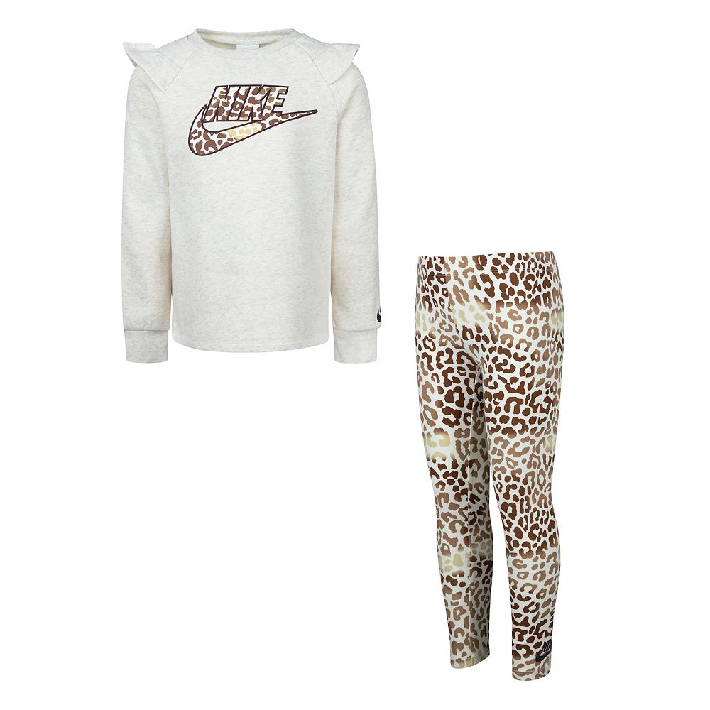 Girls 4 6x Nike Sweatshirt Cheetah Printed Leggings 2 piece Set