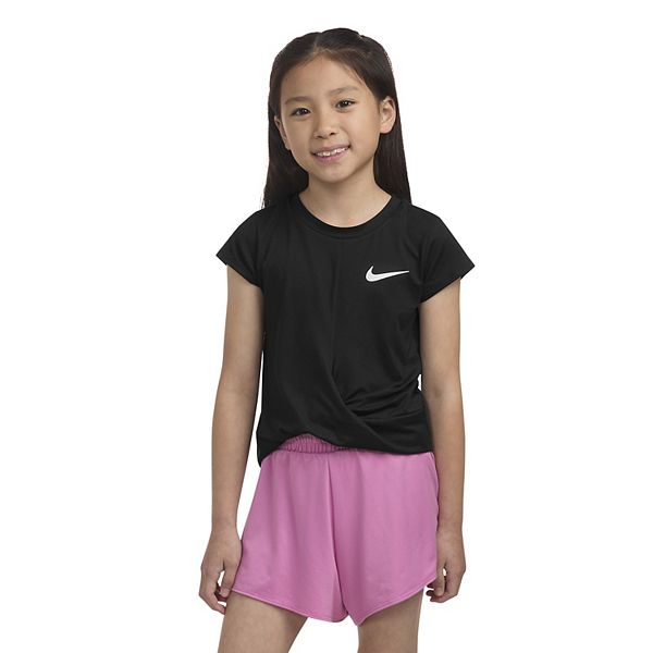 Girls 4-6x Nike All Day Play Dri-FIT Twist Hem T-shirt - Black (4)