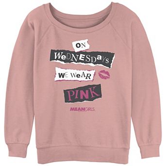 Juniors' Mean Girls On Wednesdays We Wear Pink Graphic Slouchy Terry