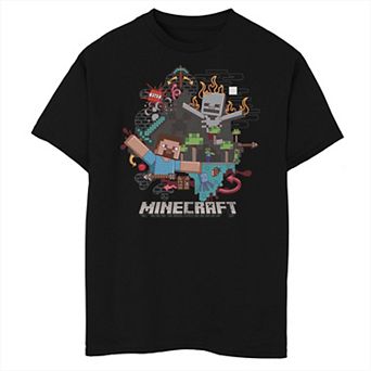 Boys Minecraft Action Scenes Husky Graphic Tee