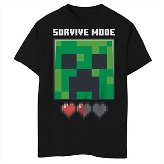 Boys Minecraft Creeper Survive Mode Husky Graphic Tee
