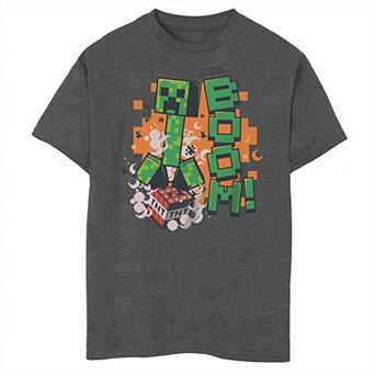 Boys Minecraft Creeper Boom Husky Graphic Tee