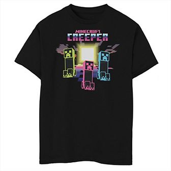 Boys Minecraft Fluorescent Creepers Husky Graphic Tee