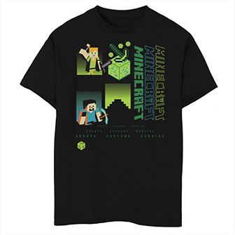 Boys Minecraft Alex And Steve Poster Husky Graphic Tee