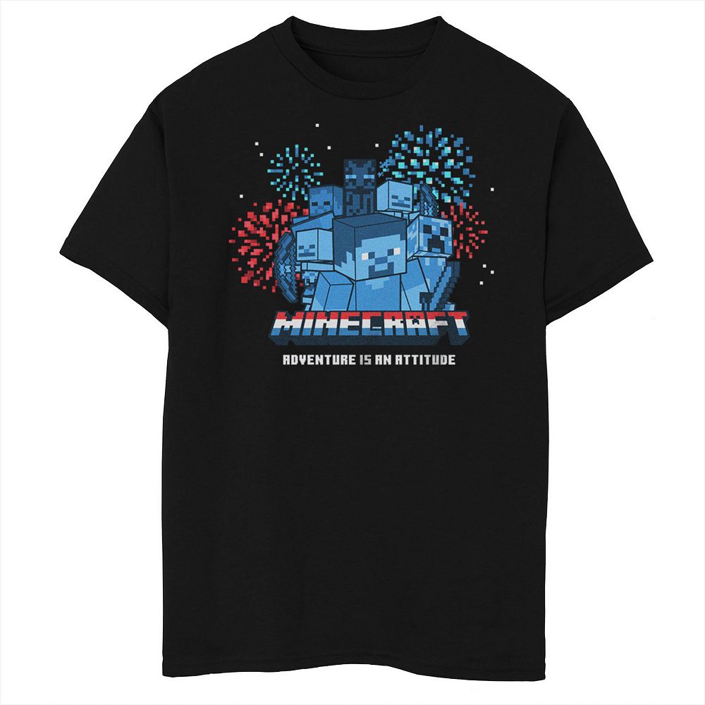 Boys Minecraft Fireworks Group Husky Graphic Tee