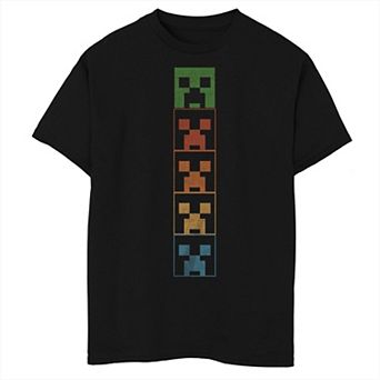 Boys Minecraft Creepers Stack Heads Husky Graphic Tee