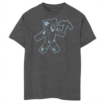 Boys Minecraft Diamond Armor Line Draw Husky Graphic Tee