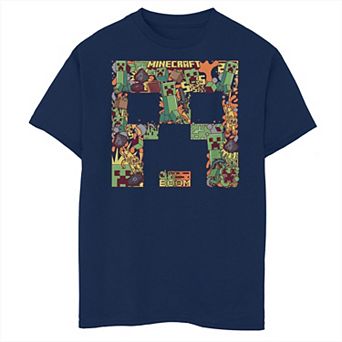 Boys Minecraft Creeper Face Mix Husky Graphic Tee
