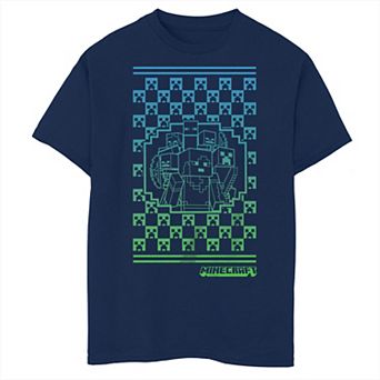 Boys Minecraft Gradient Checkers Board Husky Graphic Tee
