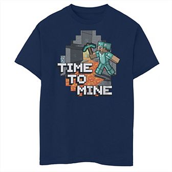 Boys Minecraft Steve Time To Mine Husky Graphic Tee
