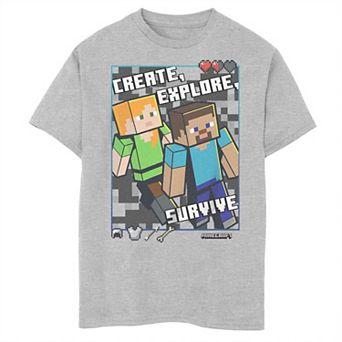Boys Minecraft Steve And Alex Husky Graphic Tee