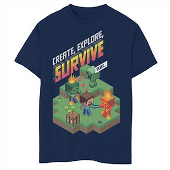 Boys Minecraft Fight Scene Graphic Tee