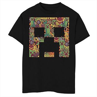 Boys Minecraft Creeper Head Collage Graphic Tee