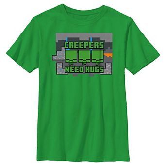 Boys Minecraft Creepers Need Hugs Graphic Tee