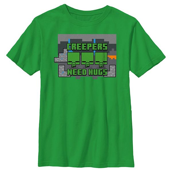Boys Minecraft Creepers Need Hugs Graphic Tee
