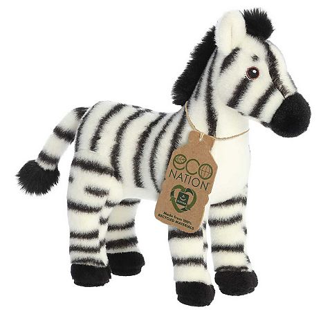 Детские мягкие игрушки Aurora Medium White Eco Nation 10" Zebra Eco-friendly Stuffed Animal