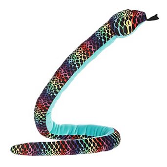Aurora X-large Rainbow Snake 51" Kusheez Playful Stuffed Animal