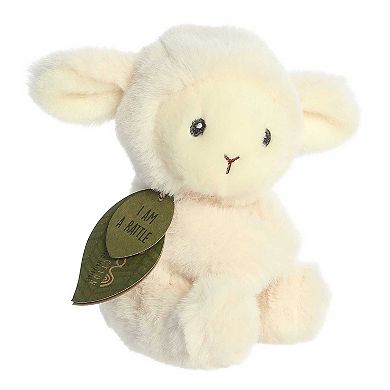 Ebba Small White Eco Ebba 6" Lamb Rattle Playful Baby Stuffed Animal