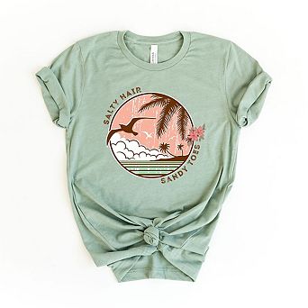 Salty Hair Sandy Toes Circle Short Sleeve Graphic Tee