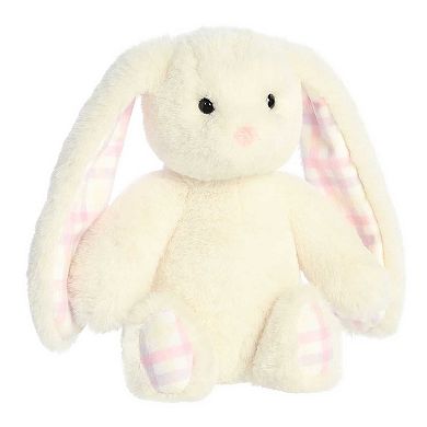 Aurora Small Cream Spring 9" Gingham Bunny Vibrant Stuffed Animal