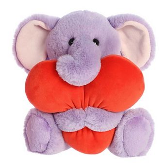 Aurora Medium Purple Valentine Heart Huggers 10" Adora Elephant Heartwarming Stuffed Animal