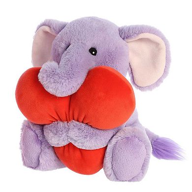 Aurora Medium Purple Valentine Heart Huggers 10" Adora Elephant Heartwarming Stuffed Animal