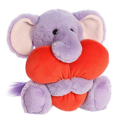 Aurora Medium Purple Valentine Heart Huggers 10" Adora Elephant Heartwarming Stuffed Animal