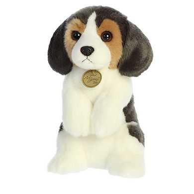 Aurora Medium White Miyoni Tots Sitting Pretty 9.5" Beagle Pup Adorable Stuffed Animal