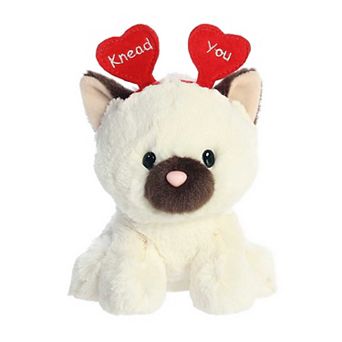 Aurora Small Brown Love On The Mind 6" Knead You Siamese Cat Heartwarming Stuffed Animal
