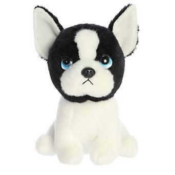 Aurora Small White Petites 7" Harvard Boston Terrier Expressive Stuffed Animal