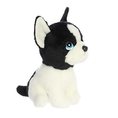Aurora Small White Petites 7" Harvard Boston Terrier Expressive Stuffed Animal