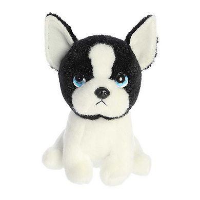 Aurora Small White Petites 7" Harvard Boston Terrier Expressive Stuffed Animal