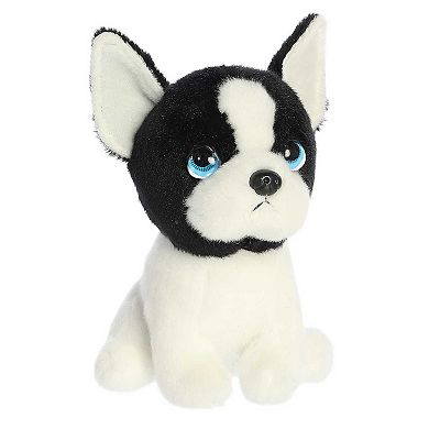 Aurora Small White Petites 7" Harvard Boston Terrier Expressive Stuffed Animal