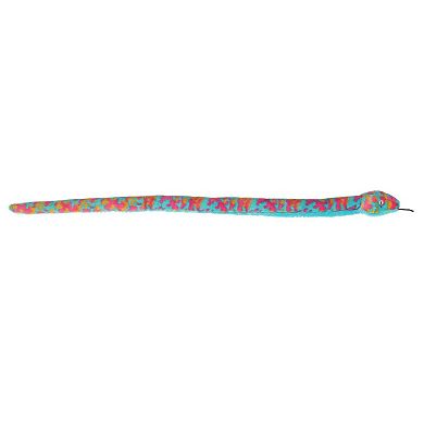 Aurora X-large Blue Snake 50" Colorful Tie Dye Snake Playful Stuffed Animal