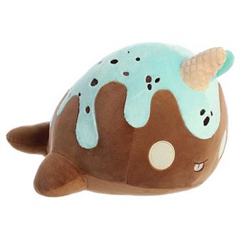 Aurora Large Brown Tasty Peach 12.5" Mint Chocolate Nomwhal Enchanting Stuffed Animal