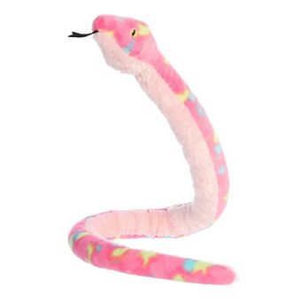 Aurora X-large Pink Snake 51" Colorful Bubblegum Snake Playful Stuffed Animal