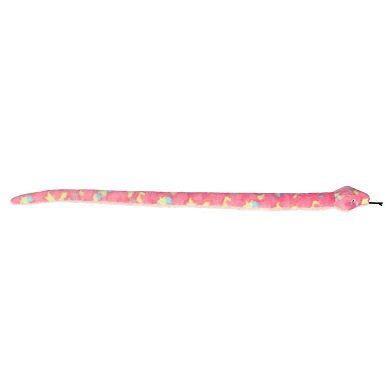 Aurora X-large Pink Snake 51" Colorful Bubblegum Snake Playful Stuffed Animal