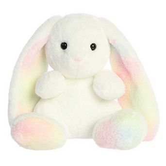 Aurora Large White Spring 14" Rainbow Bunny Vibrant Stuffed Animal