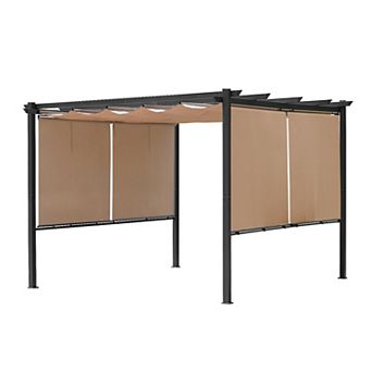Aoodor Outdoor Pergola With Retractable Canopy, Aluminum Frame, Patio Sun Shade