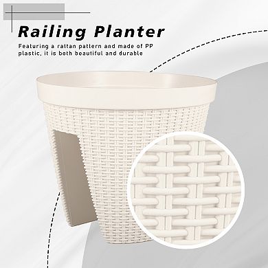 Aoodor Balcony Pattern Railing Planter Box with Drainage Holes