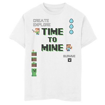 Boys Minecraft Steve And Alex Time To Mine Graphic Tee