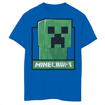 Boys Minecraft Creeper Head Portrait Graphic Tee