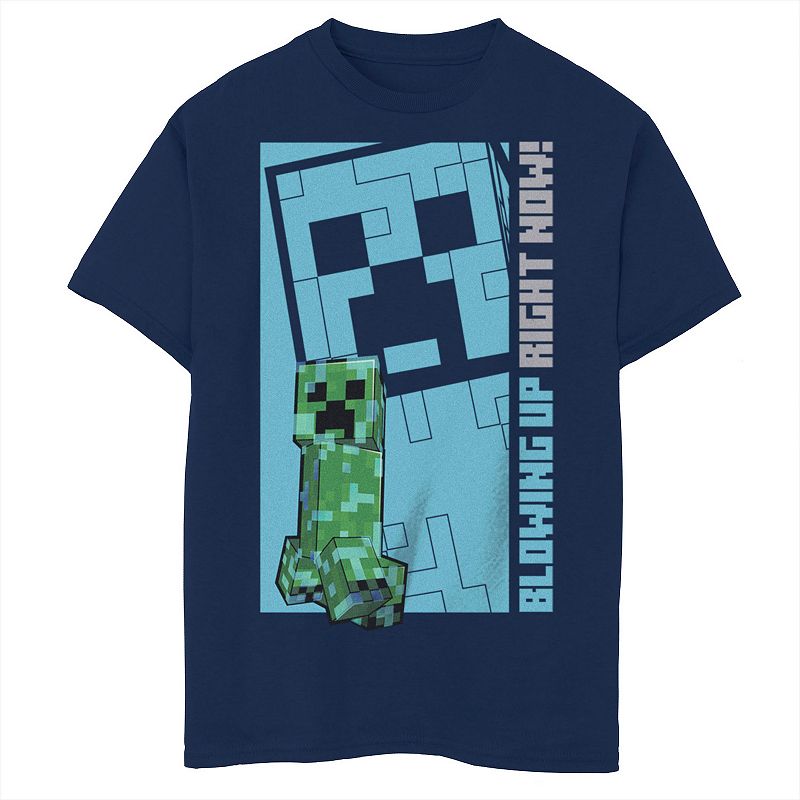 Licensed Character Boys Minecraft Blowing Up Right Now Graphic Tee, Boy's, Size: Small, Blue