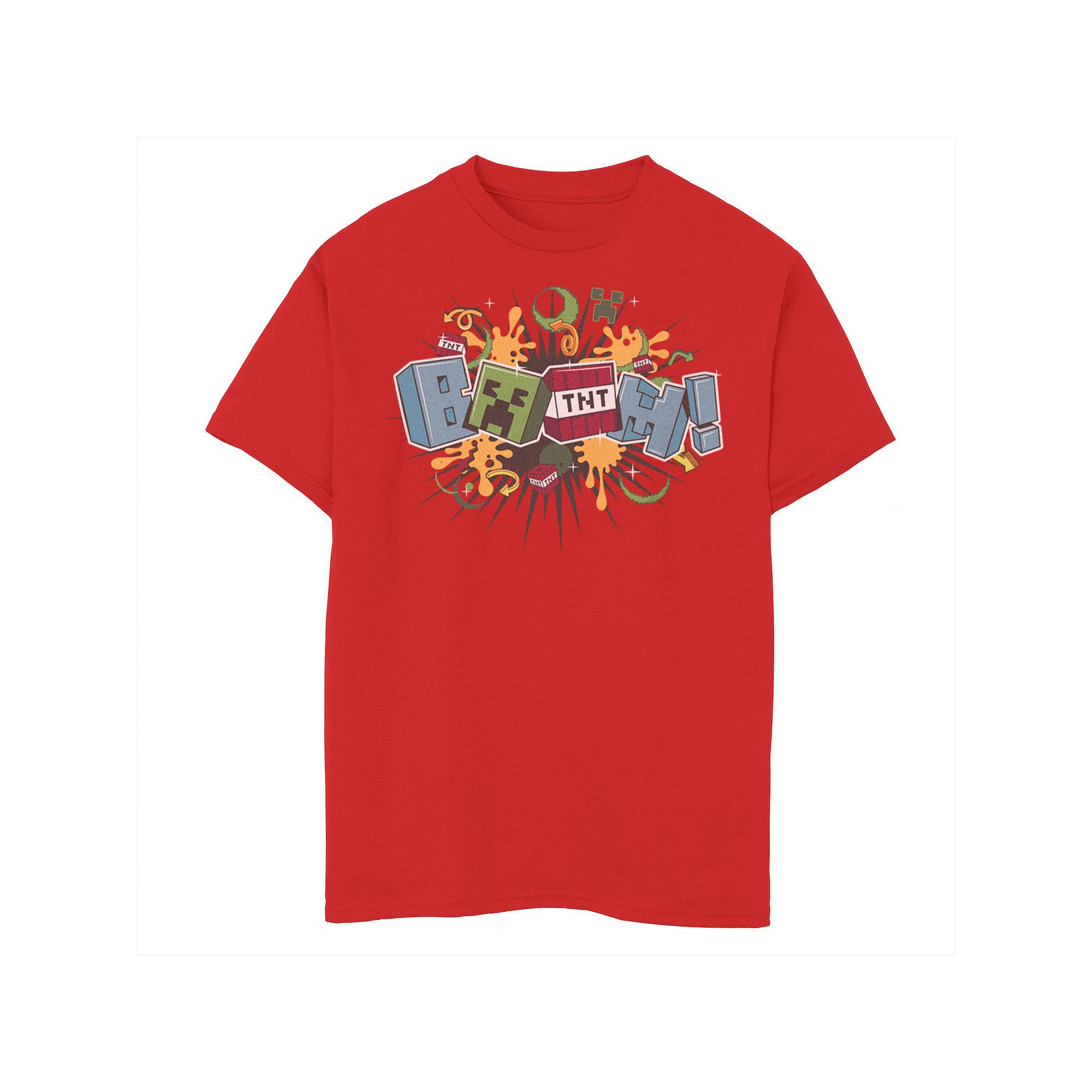 Boys Minecraft Creeper Boom Graphic Tee, Boys, Size: XS, Red
