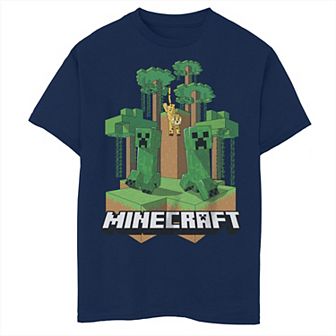 Boys Minecraft Creepers Running From Ocelot Graphic Tee