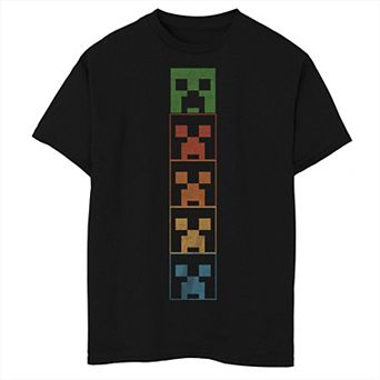 Boys Minecraft Creepers Stack Heads Graphic Tee