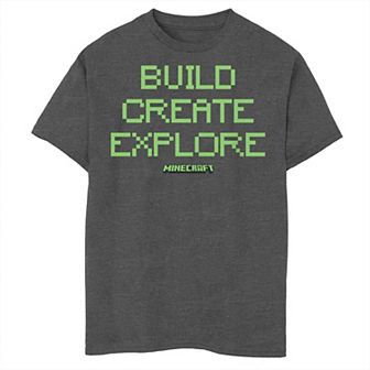 Boys Minecraft Build Create Explore Graphic Tee