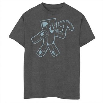 Boys Minecraft Diamond Armor Line Draw Graphic Tee